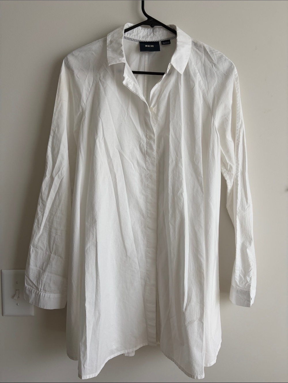 Maeve White Oversized Button-Down Shirt